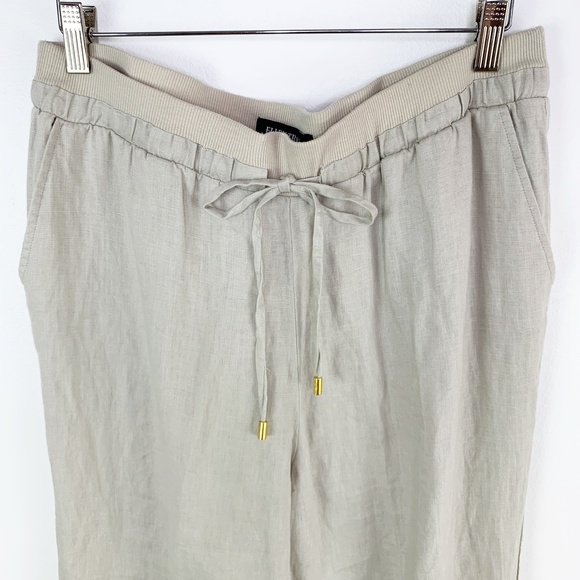 Natural Linen Pants draw string elastic wide leg lagenlook medium relaxed - Picture 3 of 11